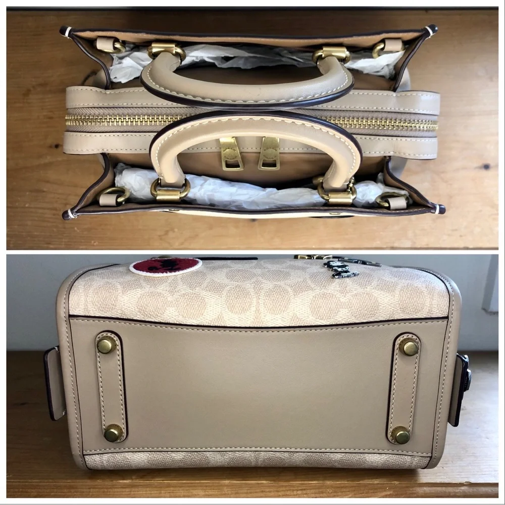 Disney X Coach Rogue 25 In Signature Canvas With Patches Sand Taupe - Picture 6 of 12